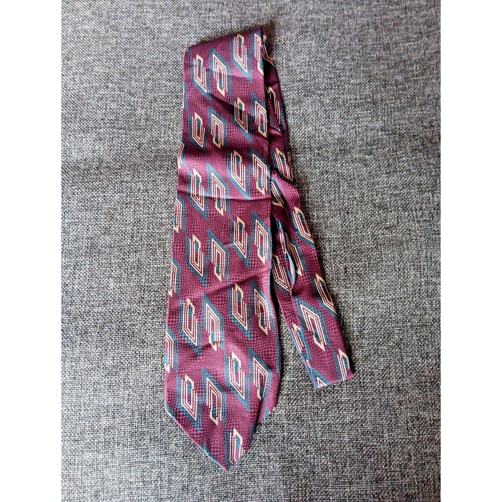 Tie 70s 80s 90s Y2K Mens Echo Silk Purple Blue Beige 3.75 Wide 59 Long